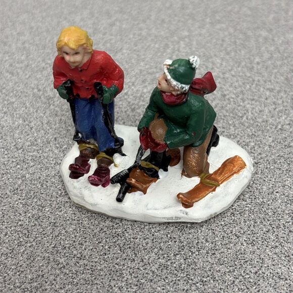 St. Nicholas Square Other - St Nicholas Square Christmas Village Children Skiing Figurine